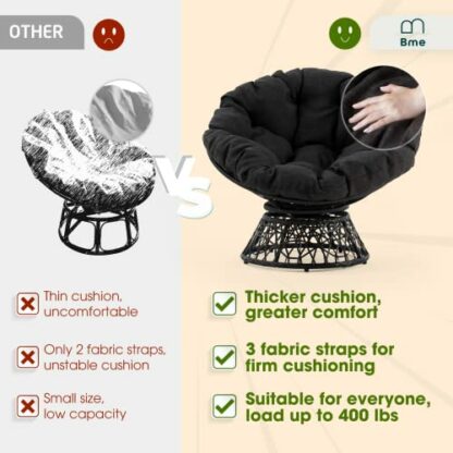 Bme Papasan Onyx Stone Chair, Metal frame covered in resin wicker with fabric cushion - Image 4