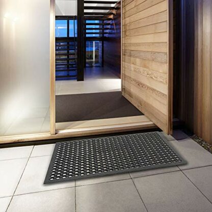 Bonnlo Rubber Floor Mat with Holes, 60x90/ 90x150 CM Entrance Mats, Anti-Fatigue/Non-Slip Drainage Mat for Industrial Kitchen Restaurant Bar Bathroom, Indoor/Outdoor Cushion - Image 3