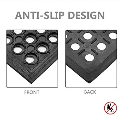 Bonnlo Rubber Floor Mat with Holes, 60x90/ 90x150 CM Entrance Mats, Anti-Fatigue/Non-Slip Drainage Mat for Industrial Kitchen Restaurant Bar Bathroom, Indoor/Outdoor Cushion - Image 4