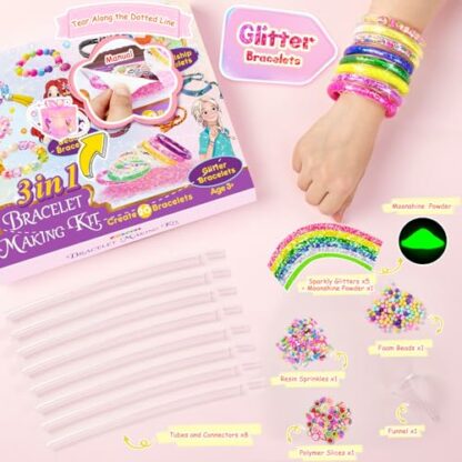 Bracelet Making Kit, 3 in 1 Jewellery Making Kit, Glitter | Friendship | Beaded Bracelets, Arts & Crafts Set Girls Age 3+, Gifts for Girls Age 6 7 8 9 10 11, Birthday Present for Girls 5 Years Old 4 Bracelet Making Kit, 3 in 1 Jewellery Making Kit, Glitter | Friendship | Beaded Bracelets, Arts & Crafts Set Girls Age 3+, Gifts for Girls Age 6 7 8 9 10 11, Birthday Present for Girls 5 Years Old - Image 4