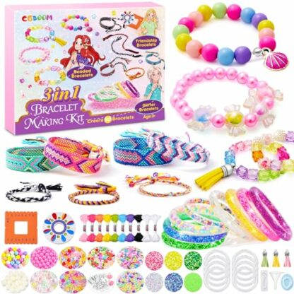 Bracelet Making Kit, 3 in 1 Jewellery Making Kit, Glitter | Friendship | Beaded Bracelets, Arts & Crafts Set Girls Age 3+, Gifts for Girls Age 6 7 8 9 10 11, Birthday Present for Girls 5 Years Old 2 Bracelet Making Kit, 3 in 1 Jewellery Making Kit, Glitter | Friendship | Beaded Bracelets, Arts & Crafts Set Girls Age 3+, Gifts for Girls Age 6 7 8 9 10 11, Birthday Present for Girls 5 Years Old - Image 2