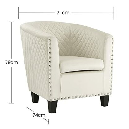 Bravich Modern Retro Tub Chair - Velvet Fabric Armchair for Dining, Living Room, Office & Bedroom Chair. Stylish & Comfortable Universal Dressing Table Chair (71 x 79 x 74 cm) - Image 3