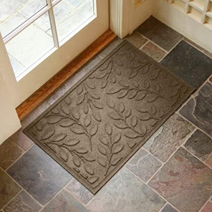 Bungalow Flooring Waterhog Door Mat, 2' x 3', Made in USA, Durable and Decorative Floor Covering, Skid Resistant, Indoor/Outdoor, Water-Trapping, Brittney Leaf Design, Camel - Image 3