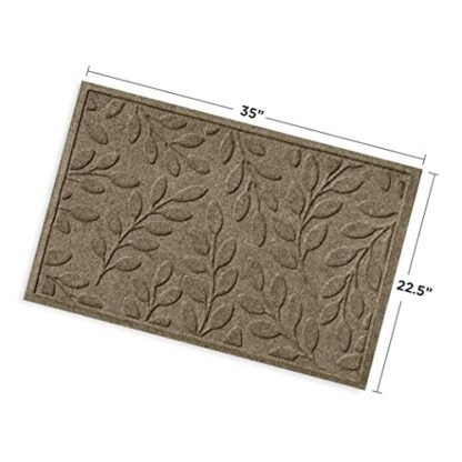 Bungalow Flooring Waterhog Door Mat, 2' x 3', Made in USA, Durable and Decorative Floor Covering, Skid Resistant, Indoor/Outdoor, Water-Trapping, Brittney Leaf Design, Camel - Image 4