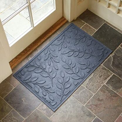 Bungalow Flooring Waterhog Indoor/Outdoor Doormat, 2' x 3', Made in USA, Skid Resistant, Easy to Clean, Catches Water and Debris, Brittney Leaf Design, Bluestone 3 Bungalow Flooring Waterhog Indoor/Outdoor Doormat, 2' x 3', Made in USA, Skid Resistant, Easy to Clean, Catches Water and Debris, Brittney Leaf Design, Bluestone - Image 3