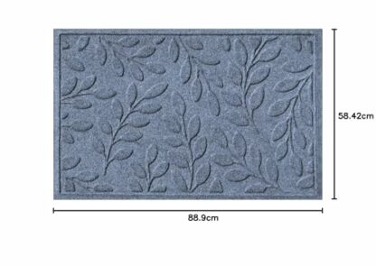 Bungalow Flooring Waterhog Indoor/Outdoor Doormat, 2' x 3', Made in USA, Skid Resistant, Easy to Clean, Catches Water and Debris, Brittney Leaf Design, Bluestone 4 Bungalow Flooring Waterhog Indoor/Outdoor Doormat, 2' x 3', Made in USA, Skid Resistant, Easy to Clean, Catches Water and Debris, Brittney Leaf Design, Bluestone - Image 4