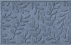 Bungalow Flooring Waterhog Indoor/Outdoor Doormat, 2' x 3', Made in USA, Skid Resistant, Easy to Clean, Catches Water and Debris, Brittney Leaf Design, Bluestone