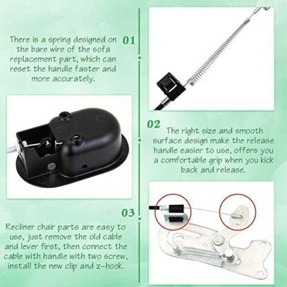 CAEEKER Recliner Chair Parts Universal Recliner Release Pull Handle Replacement Parts Couch Style Pull Chair Release Handle Spring Cable Release Lever with Cables Fit Ashley Major Recliner Brands Sofa - Image 4