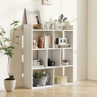CASART 7-Cube Bookshelf, Wooden Freestanding Bookcase with Anti-Toppling Devices, Modern Display Shelf Open Shelving Unit for Living Room Bedroom Office 3 CASART 7-Cube Bookshelf, Wooden Freestanding Bookcase with Anti-Toppling Devices, Modern Display Shelf Open Shelving Unit for Living Room Bedroom Office - Image 3