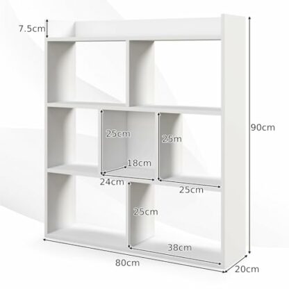 CASART 7-Cube Bookshelf, Wooden Freestanding Bookcase with Anti-Toppling Devices, Modern Display Shelf Open Shelving Unit for Living Room Bedroom Office 4 CASART 7-Cube Bookshelf, Wooden Freestanding Bookcase with Anti-Toppling Devices, Modern Display Shelf Open Shelving Unit for Living Room Bedroom Office - Image 4