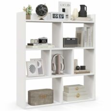 CASART 7-Cube Bookshelf, Wooden Freestanding Bookcase with Anti-Toppling Devices, Modern Display Shelf Open Shelving Unit for Living Room Bedroom Office