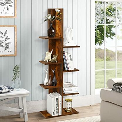 CASART Tree-Shaped Bookshelf, Anti-Tipping 8/13-Tier Bookcase with Side Buffer, Industrial Floor Standing Display Shelf Organizer for Office, Living Room & Balcony - Image 3