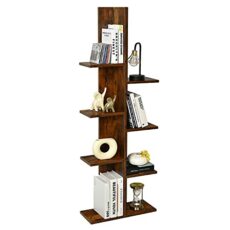 CASART Tree-Shaped Bookshelf, Anti-Tipping 8/13-Tier Bookcase with Side Buffer, Industrial Floor Standing Display Shelf Organizer for Office, Living Room & Balcony