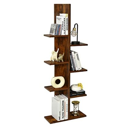 CASART Tree-Shaped Bookshelf, Anti-Tipping 8/13-Tier Bookcase with Side Buffer, Industrial Floor Standing Display Shelf Organizer for Office, Living Room & Balcony - Image 2