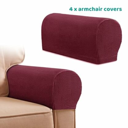 CECOMBINE Armrest Chair Covers, Set of 4 Stretch Armrest Chair Anti-Slip Furniture Protector Slipcovers Chair Sofa Couch Protector Stretch Fit for Armchairs Sofa Couches Recliner - Image 4