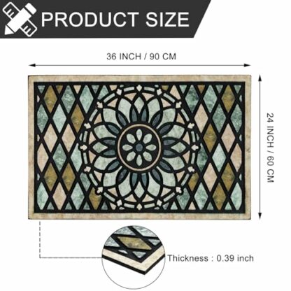 CHICHIC 30 Inch Welcome Door Mat for Home Entrance Outdoor Entrance Door Mat Heavy Duty Non Slip Rubber Back Low Profile Floor Mat Flower - Image 4