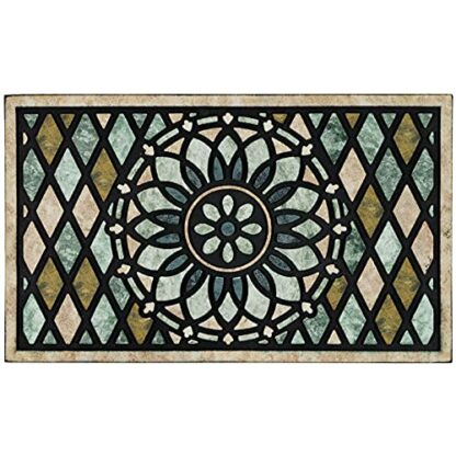 CHICHIC 30 Inch Welcome Door Mat for Home Entrance Outdoor Entrance Door Mat Heavy Duty Non Slip Rubber Back Low Profile Floor Mat Flower - Image 2