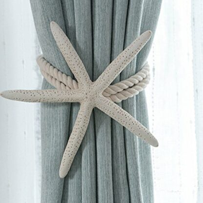 CHICTIE 2 Pieces Natural Starfish Curtain Tiebacks Rope Drape Cotton Tie Band Drapery Holdbacks Beige White Room Décor for Indoor/Outdoor 4 CHICTIE 2 Pieces Natural Starfish Curtain Tiebacks Rope Drape Cotton Tie Band Drapery Holdbacks Beige White Room Décor for Indoor/Outdoor - Image 4
