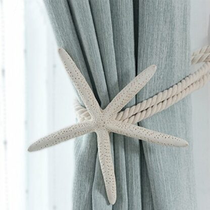 CHICTIE 2 Pieces Natural Starfish Curtain Tiebacks Rope Drape Cotton Tie Band Drapery Holdbacks Beige White Room Décor for Indoor/Outdoor 2 CHICTIE 2 Pieces Natural Starfish Curtain Tiebacks Rope Drape Cotton Tie Band Drapery Holdbacks Beige White Room Décor for Indoor/Outdoor - Image 2