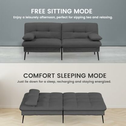 COMHOMA Fabric Sofa Bed 3 Seater Upgraded Frame 5-Gear Back Angle Adjustable Futon Sofa for Living Room, Guest Room, Spare Room 4 COMHOMA Fabric Sofa Bed 3 Seater Upgraded Frame 5-Gear Back Angle Adjustable Futon Sofa for Living Room, Guest Room, Spare Room - Image 4