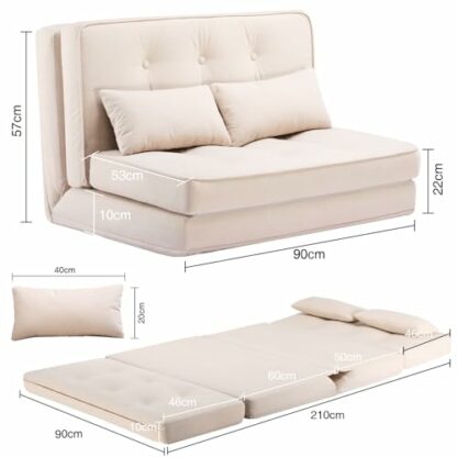 COMHOMA Folding Sofa Bed Adjustable Lazy Tatami Sofa Convertible Floor Couch 5 Levels Adjustable Backrest Lounge Chaise for Living Room Bedroom Guest Room - Image 3