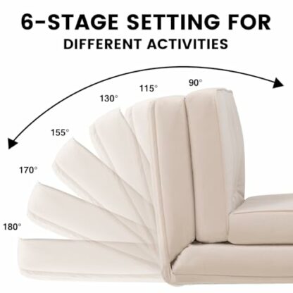 COMHOMA Folding Sofa Bed Adjustable Lazy Tatami Sofa Convertible Floor Couch 5 Levels Adjustable Backrest Lounge Chaise for Living Room Bedroom Guest Room - Image 4