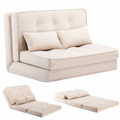 COMHOMA Folding Sofa Bed Adjustable Lazy Tatami Sofa Convertible Floor Couch 5 Levels Adjustable Backrest Lounge Chaise for Living Room Bedroom Guest Room - Image 2