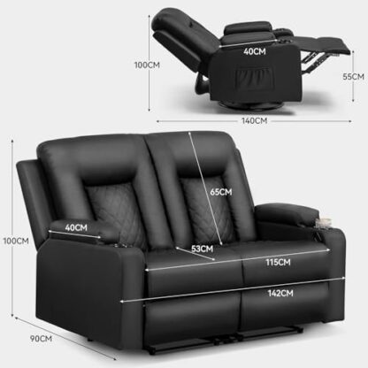 COMHOMA Recliner Armchair Rocker Reclining Chair with Massage & Heat, Padded Seat, Extended Footrest, Oversized Swivel Lounge Sofa with 2 Cup Holders Living Room Chairs - Image 3