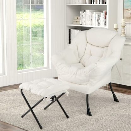 COSTWAY Armchair Accent Chair, Sherpa Upholstered Lounge Armchair Leisure Sofa Chair with Side Pocket, Metal Frame Lazy Comfy Seat Reading Chair for Living Room Bedroom 3 COSTWAY Armchair Accent Chair, Sherpa Upholstered Lounge Armchair Leisure Sofa Chair with Side Pocket, Metal Frame Lazy Comfy Seat Reading Chair for Living Room Bedroom - Image 3