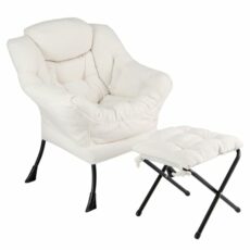 COSTWAY Armchair Accent Chair, Sherpa Upholstered Lounge Armchair Leisure Sofa Chair with Side Pocket, Metal Frame Lazy Comfy Seat Reading Chair for Living Room Bedroom