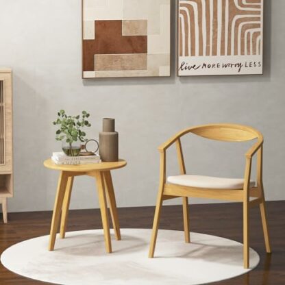 COSTWAY Bamboo Accent Chair, Single Padded Seat Lounge Armchair, Leisure Comfy Occasional Reading Armchair Side Dining Chairs for Living Room, Bedroom and Office, Natural 3 COSTWAY Bamboo Accent Chair, Single Padded Seat Lounge Armchair, Leisure Comfy Occasional Reading Armchair Side Dining Chairs for Living Room, Bedroom and Office, Natural - Image 3
