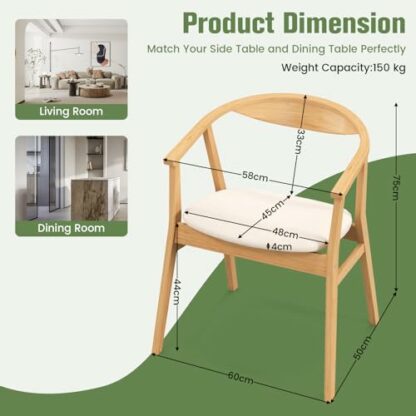 COSTWAY Bamboo Accent Chair, Single Padded Seat Lounge Armchair, Leisure Comfy Occasional Reading Armchair Side Dining Chairs for Living Room, Bedroom and Office, Natural 4 COSTWAY Bamboo Accent Chair, Single Padded Seat Lounge Armchair, Leisure Comfy Occasional Reading Armchair Side Dining Chairs for Living Room, Bedroom and Office, Natural - Image 4