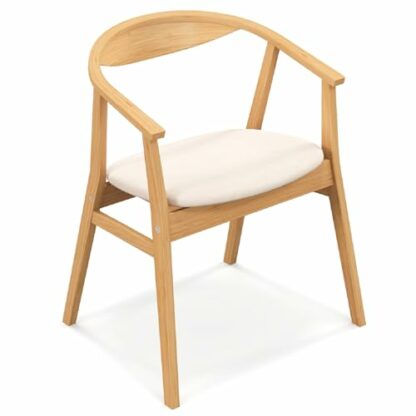 COSTWAY Bamboo Accent Chair, Single Padded Seat Lounge Armchair, Leisure Comfy Occasional Reading Armchair Side Dining Chairs for Living Room, Bedroom and Office, Natural 2 COSTWAY Bamboo Accent Chair, Single Padded Seat Lounge Armchair, Leisure Comfy Occasional Reading Armchair Side Dining Chairs for Living Room, Bedroom and Office, Natural - Image 2