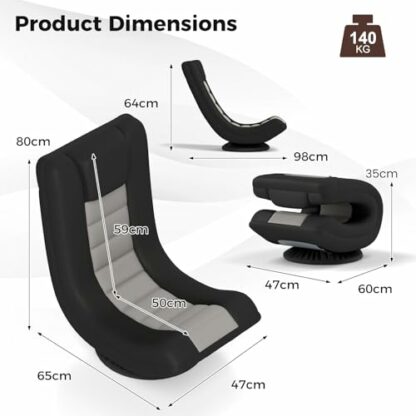COSTWAY Folding Sofa Chair, 4-Position Adjustable Lazy Floor Sofa Bed with Swivel Base, High Back Single Padded Lounge Sleeper Recliner Floor Chair Seat for Meditation, Gaming and Reading, Grey+Black 4 COSTWAY Folding Sofa Chair, 4-Position Adjustable Lazy Floor Sofa Bed with Swivel Base, High Back Single Padded Lounge Sleeper Recliner Floor Chair Seat for Meditation, Gaming and Reading, Grey+Black - Image 4