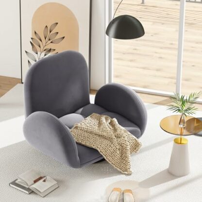 COSTWAY Folding Sofa Chair, Lazy Floor Sofa Bed with Adjustable Backrest and Armrests, Single Padded Lounge Sleeper Recliner Floor Chair Seat for Meditation Gaming Reading - Image 3