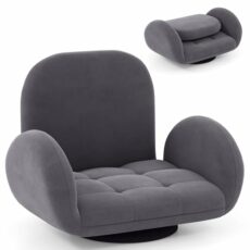 COSTWAY Folding Sofa Chair, Lazy Floor Sofa Bed with Adjustable Backrest and Armrests, Single Padded Lounge Sleeper Recliner Floor Chair Seat for Meditation Gaming Reading
