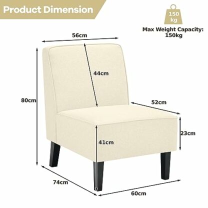 COSTWAY Modern Accent Chair, Ergonomic Comfy Occasional Tub Chair Upholstered Single Sofa with Rubber Wood Legs, Linen Fabric Leisure Lounge Armless Chair for Living Room Bedroom 4 COSTWAY Modern Accent Chair, Ergonomic Comfy Occasional Tub Chair Upholstered Single Sofa with Rubber Wood Legs, Linen Fabric Leisure Lounge Armless Chair for Living Room Bedroom - Image 4