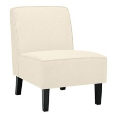 COSTWAY Modern Accent Chair, Ergonomic Comfy Occasional Tub Chair Upholstered Single Sofa with Rubber Wood Legs, Linen Fabric Leisure Lounge Armless Chair for Living Room Bedroom