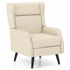 COSTWAY Modern Accent Chair, High Back Lounge Armchair Single Sofa with Removable Seat Cushion & Rubber Wood Leg, Upholstered Wingback Fireside Chair for Living Room Bedroom Office