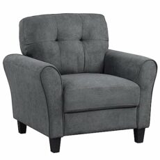 COSTWAY Modern Accent Chair, Tufted Upholstered Lounge Armchair Single Sofa with Cushions, Comfy Linen Fabric Occasional Fireside Chair for Living Room Bedroom Office, Grey