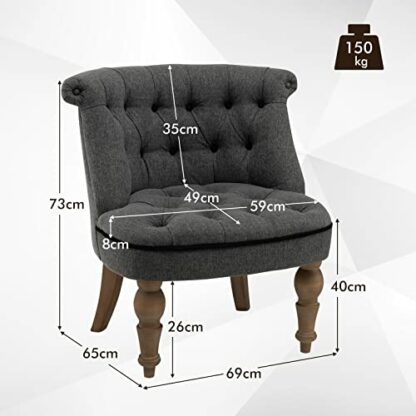 COSTWAY Set of 2 Accent Chairs, Upholstered Button Tufted Lounge Tub Chair, Solid Wood Legs Wingback Occasional Side Chairs Single Sofa Leisure Seat for Living Room, Bedroom and Office, Grey (2PCS) 4 COSTWAY Set of 2 Accent Chairs, Upholstered Button Tufted Lounge Tub Chair, Solid Wood Legs Wingback Occasional Side Chairs Single Sofa Leisure Seat for Living Room, Bedroom and Office, Grey (2PCS) - Image 4
