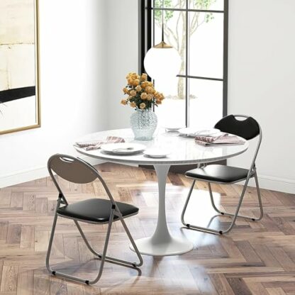 COSTWAY2/4/6 Pack Padded Folding Chair, Metal Frame Easy Storage Conference Chair with Sponge Seat, Backrest and Foot Pads, Hall Guest Seating for Bedrooms Office Events, 43x45x80cm - Image 3