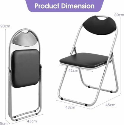 COSTWAY2/4/6 Pack Padded Folding Chair, Metal Frame Easy Storage Conference Chair with Sponge Seat, Backrest and Foot Pads, Hall Guest Seating for Bedrooms Office Events, 43x45x80cm - Image 4