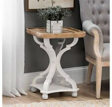 COZAYH Rustic Farmhouse Cottagecore Accent End Table, Natural Tray Top Side Table Nightstand for Family, Dinning or Living Room, Handcrafted Finish, Modern, White