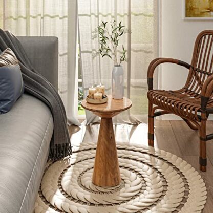 COZAYY Small Pedestal End Table Round Farmhouse Martini Table Wood Plant Stand Rustic Drink Table for Small Space Living Room, Walnut 2 COZAYY Small Pedestal End Table Round Farmhouse Martini Table Wood Plant Stand Rustic Drink Table for Small Space Living Room, Walnut - Image 2