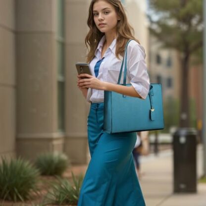 Cckuu Ladies Tote Bags Simple PU Leather Top Handle Women Shoulder Handbags Work School Shopping Bags - Image 3