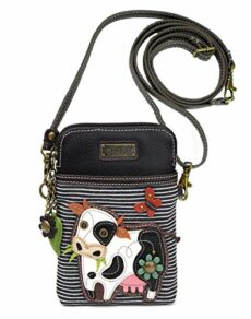 Chala Handbags Cow Cellphone Crossbody Handbag - Cow Lover Farmer, 5" x 7.5" x 1"