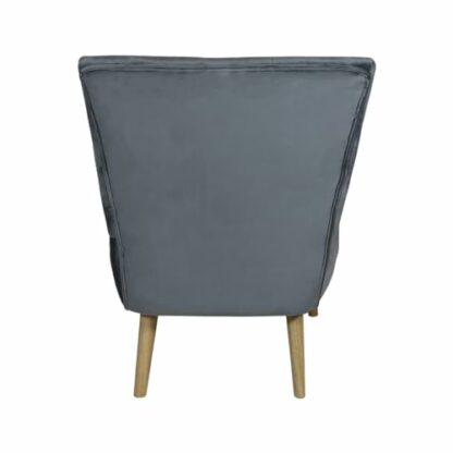 Charles Bentley Velvet Cocktail Occasion Accent Chair- Grey Solid Wood Legs Lounge Bedroom Dressing Room Hallway W59 x D48 x H44 (cm) - Image 4
