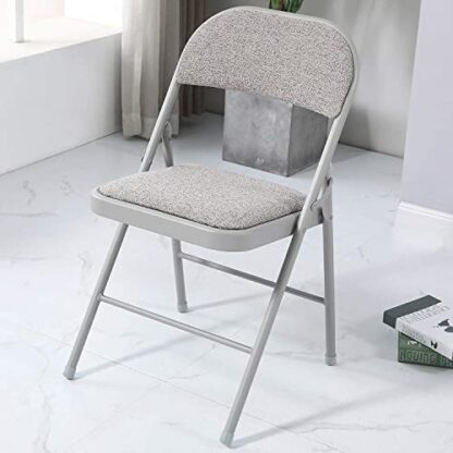 Charles Jacobs Cushioned Fabric Folding Chair with a Grey Metal Frame - Image 3