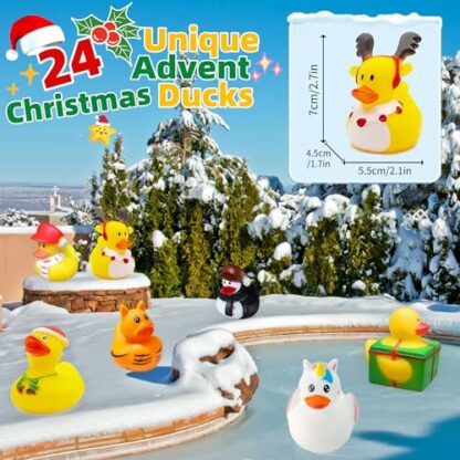 Chennyfun Advent Calendar 2024, Christmas Rubber Ducks Advent Calendar, Rubber Duck Bath Toys 24 Days Christmas Countdown Calendar, Christmas Gifts for Kids, Boys, Girls - Image 4